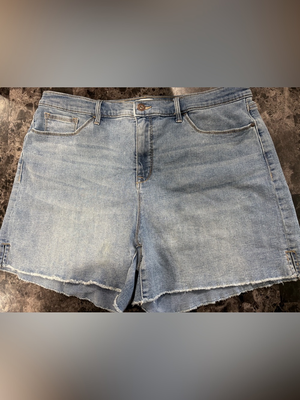 Jessica Simpson Light Wash Distressed Denim Shorts w/ Side Slits - 14